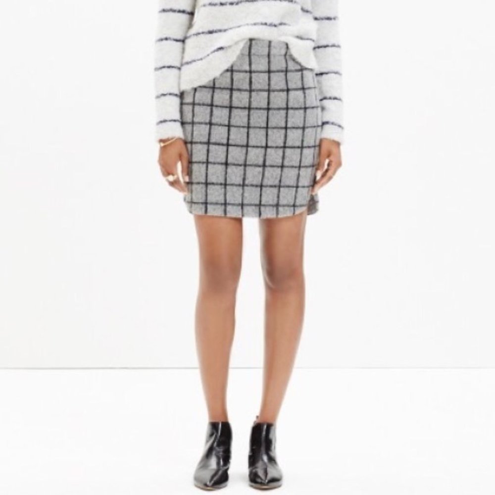 Madewell Wool Windowpane Skirt